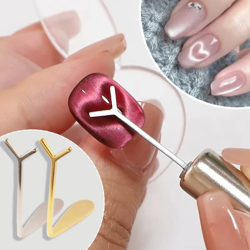 猫目ネイルマグネットセット、Y字型ワイヤー、精密なハート＆インゴットデザイン、無臭ネイルアートアクセサリー、驚異的な磁気輝きを実現