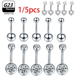 Piercing para el Ombligo de titanio para mujer, joyería corporal Sexy, 1/5 piezas, ASTM F136, G23, 14G, CZ, venta al por mayor