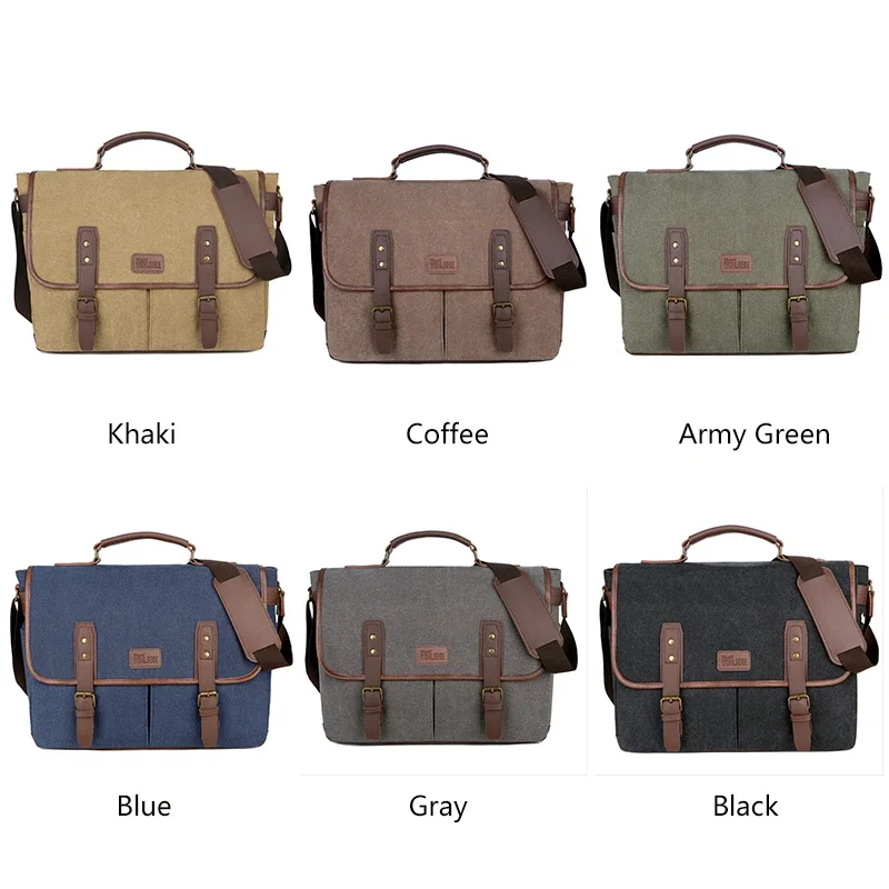 Vintage Men Briefcases Canvas 14 inch Laptop Bags Portable Messenger Bag for Men Business Briefcase Shoulder Bag Dropshipping