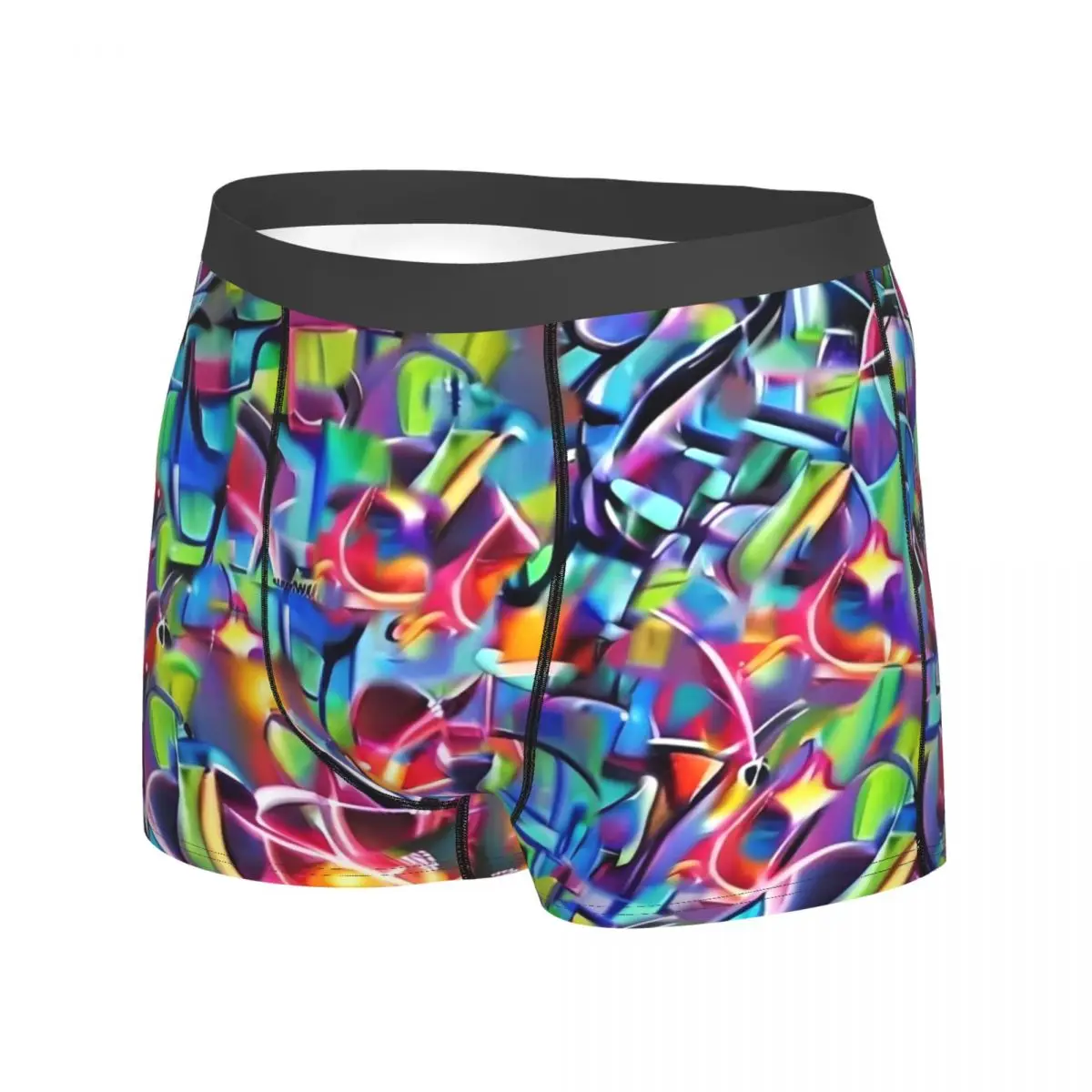 Graffiti Chaos Underwear Colorful Print Males Boxer Brief Funny Trunk High Quality Customs Plus Size Underpants