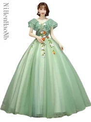 Green Quinceanera Dress Elegant V-neck Party Prom Ball Gown Sleeveless Sweet Quinceanera Dresses Plus Size Vestidos