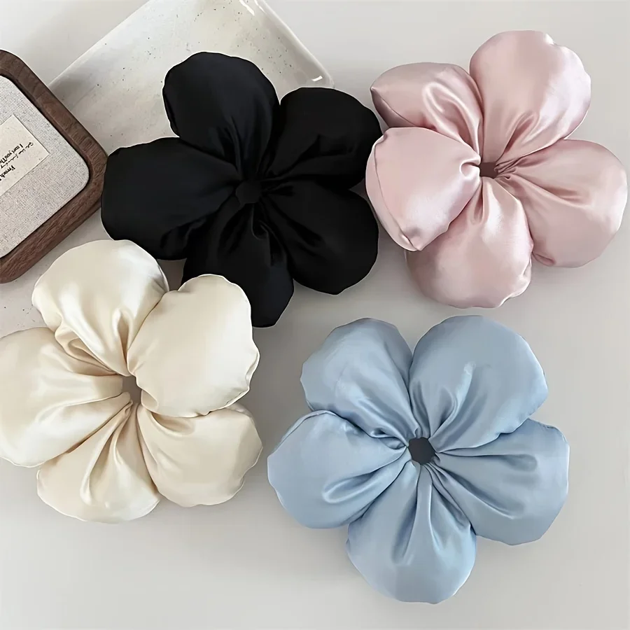 

Advanced Satin Solid Color Flower Hair Band, Suitable for High Ponytail/Bun, Daily Fashion Hair Accessories.