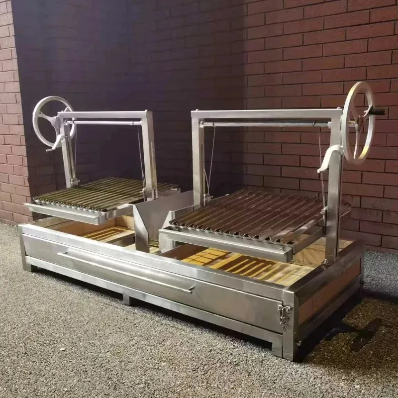 

62" New Design Wood Charcoal Stainless Steel BBQ Grill Asado Parrilla Santa Maria Argentina Argentine Grill with Fire Basket