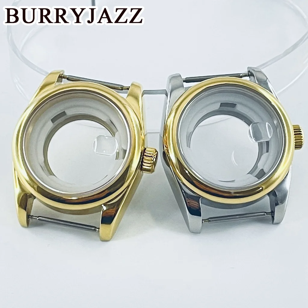 BURRYJAZZ 31mm NH05 NH06 Watch Case Gold Stainless Steel Case With Sapphire Crysta Waterproof