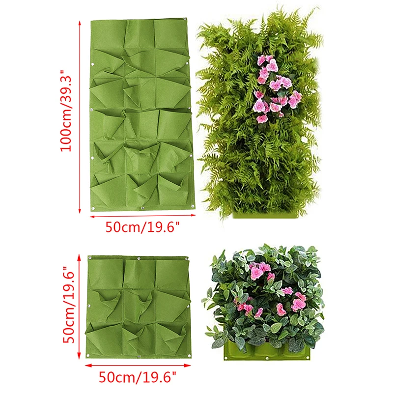 1 Pc Green Vertical Hanging Garden Planter Flower Pots Bag Wall Mount Hanging