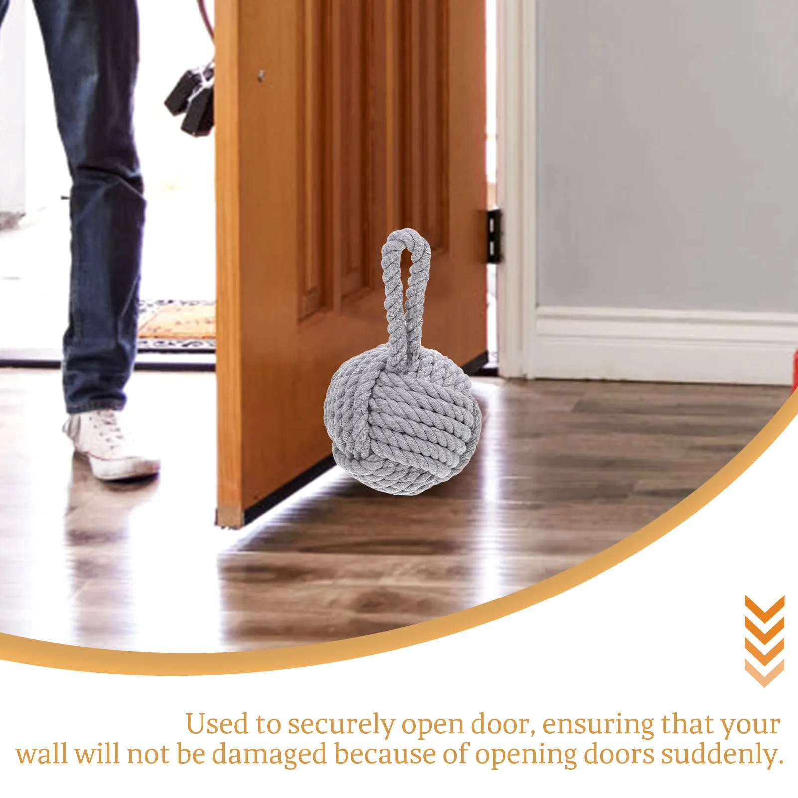 

Handmade Square Anti-Collision Ball Weighted Door Stopper Soft Cotton Linen Decorative Door Holder for Home Restaurant Bar Use