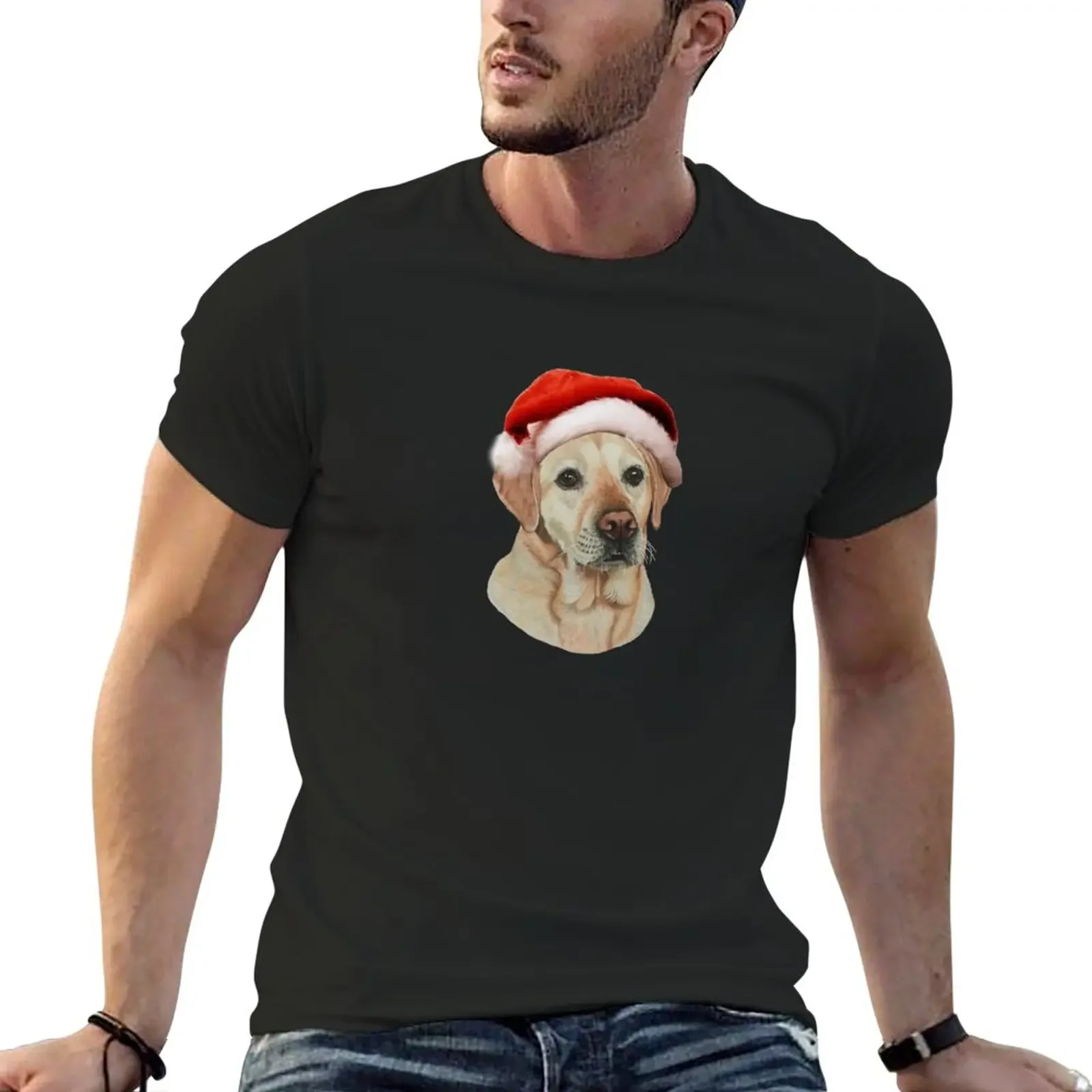 Ted the Yellow Labrador at Christmas T-Shirt quick drying animal prinfor boys t shirts for men