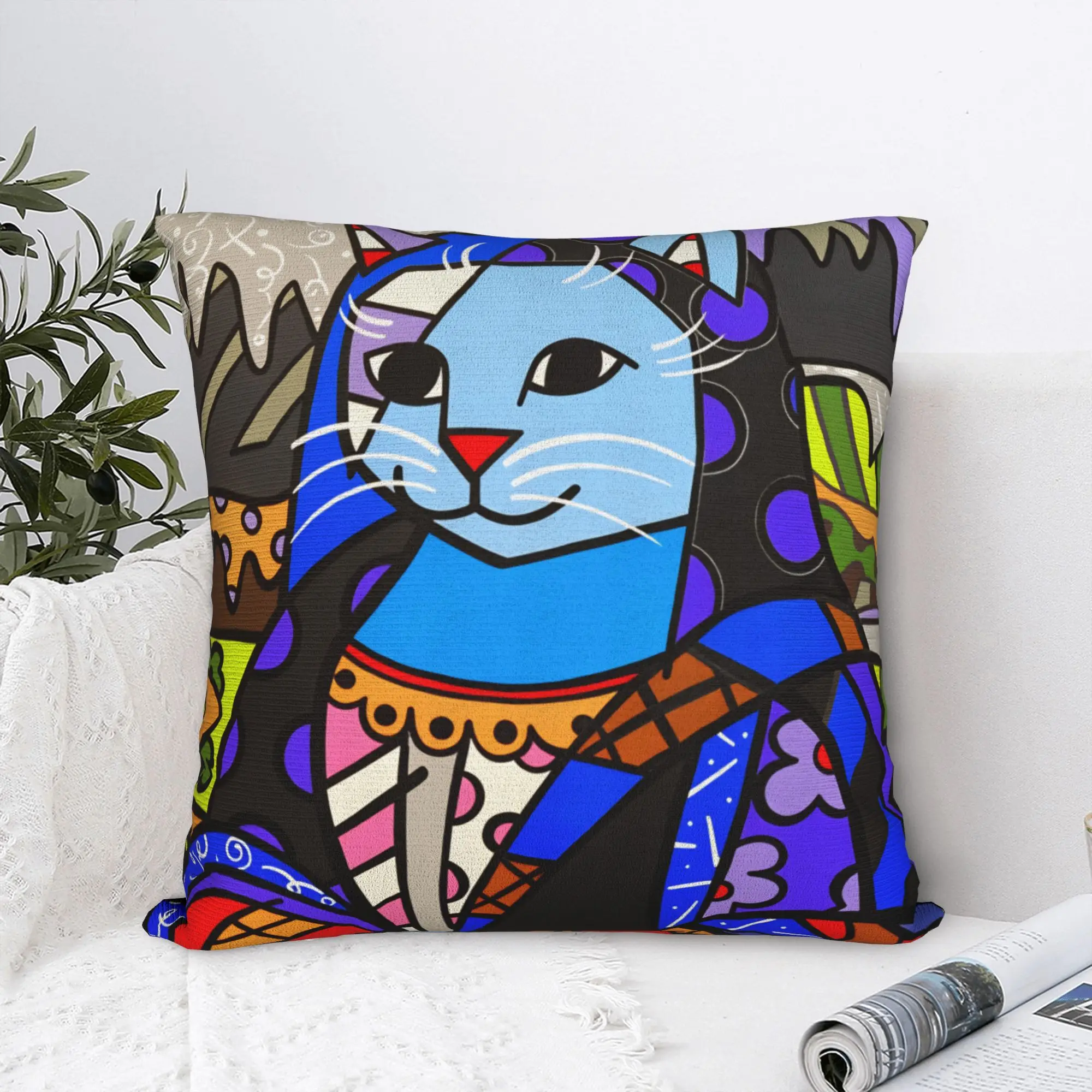 Britto Abstract Art Movement Anime  Pillow Case  Morden Pillow Cover Comfy Pillowcases For Sofa Home Decoration