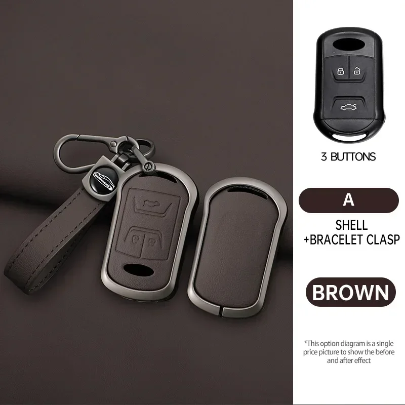 

zinc alloy3 Buttons Car Key Case Remote Cover for Chery Tiggo 4 3 GX Arrizo5 Tiggo 7 8 Car Flip Key Shell Fob Holder Accessories
