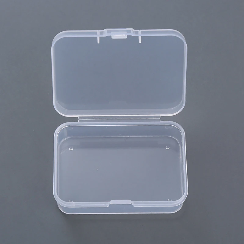 2pcs Clear Plastic Storage Case With Lid Jewelry Box Portable Square Container For Beads Earrings Desktop Sundries Organizer