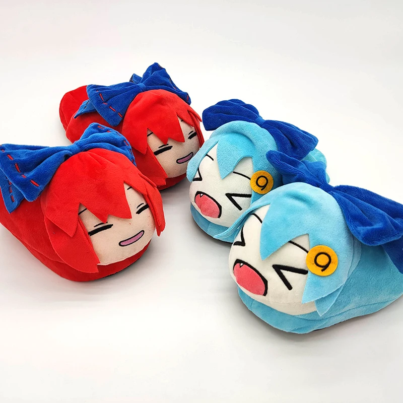 Anime Cosplay Cirno Sekibanki Plush Slippers Cartoon Cute Winter Warm Cotton Home Slippers Comfortable Gift