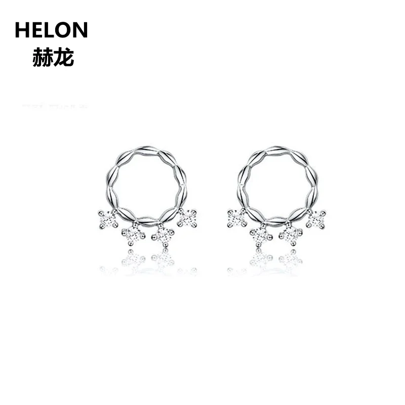 

Solid 10k White Gold Women Stud Earrings Engagement Wedding Natural Diamonds Earrings Fine Jewelry