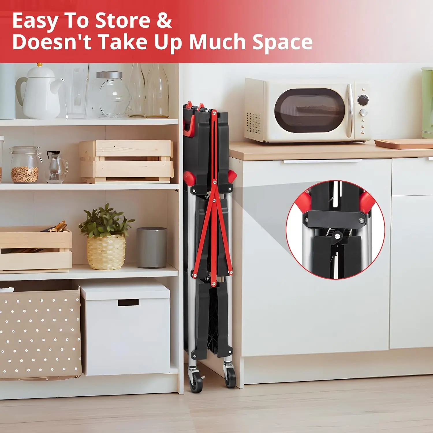 Portable Folding Service Cart - Versatile 3-Tier Collapsible Design, Heavy-Duty 56 lbs Load Capacity/Shelf, Lockable Wheels for Stability, Ideal for Garage, Workshop & Industrial Use image 4