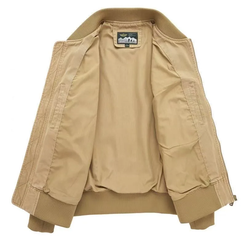 American High-End Spring And Autumn Solid Color  Multi-Pocket Design Coat Motorcycle Style Youth Jacket
