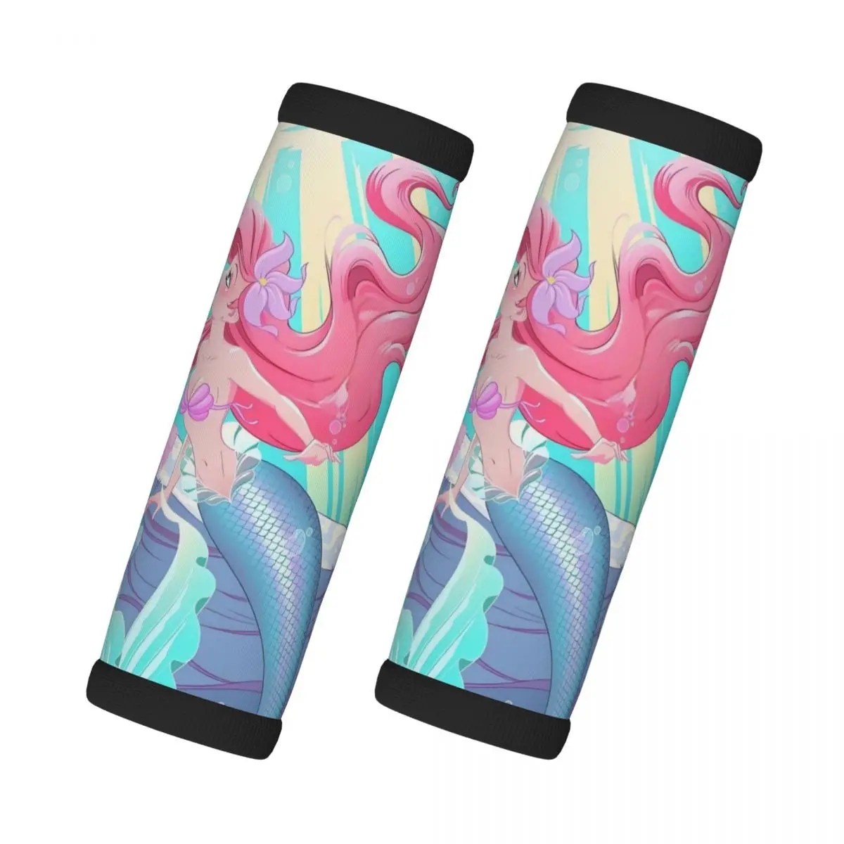 

Custom Little Mermaid Luggage Handles Wrap Grips 2 Pcs Neoprene Suitcases Luggage Travel Accessories For Backpack Shoulder Pad