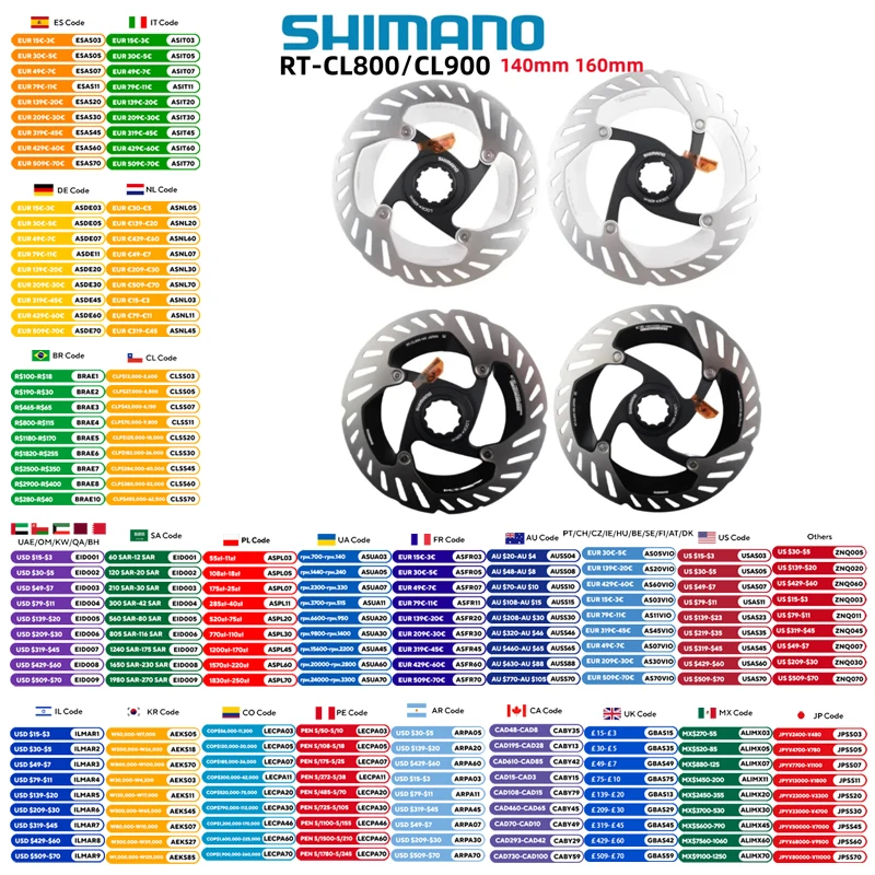 

Shimano RT-CL800 RT-CL900 Brake Rotor CENTER LOCK ICE TECHNOLOGIES FREEZA 140mm 160mm ULTEGRA XTR DURA-ACEShimano Bike Part