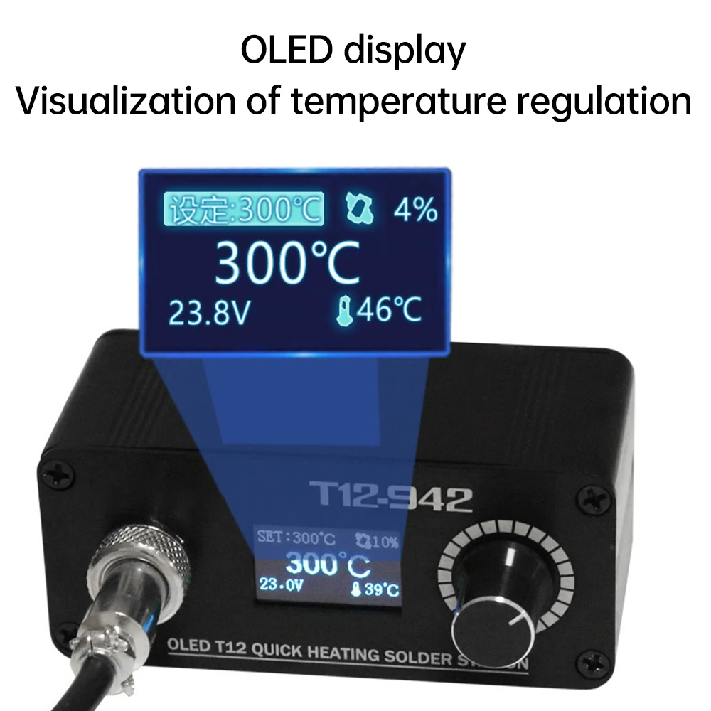 Imagem -03 - Estação de Solda Inteligente Ferro de Solda Elétrico Display Digital Oled Quick Heat Equipamento de Solda Alta Qualidade dc 24v 75w T12-942