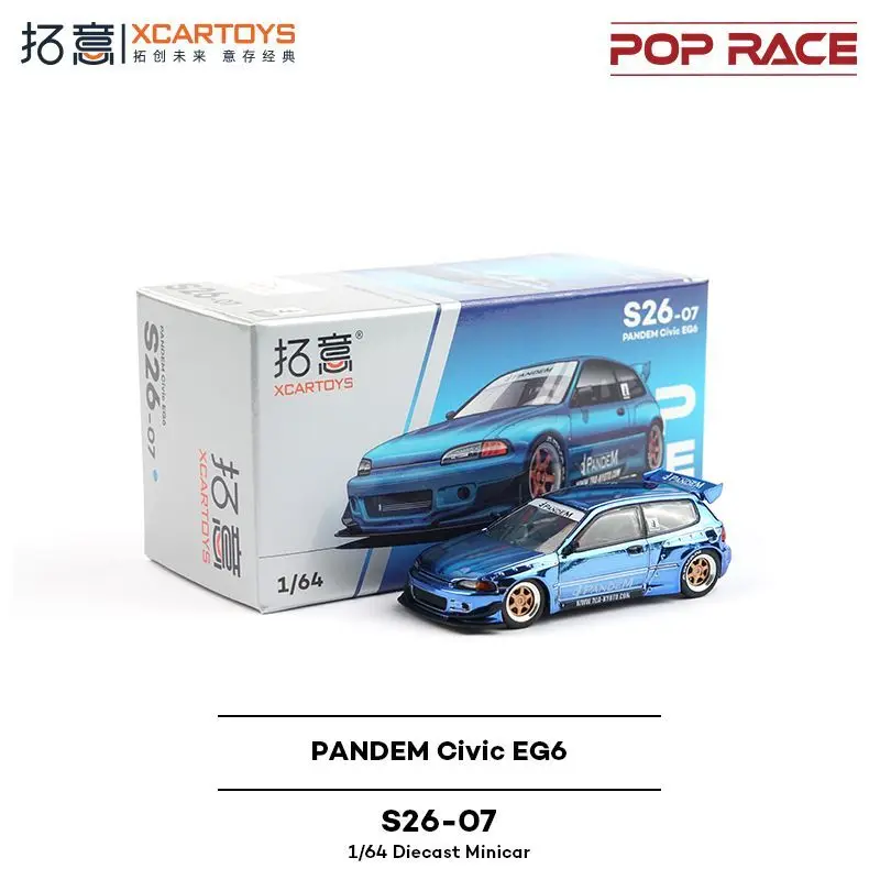 

POPRACE Alloy 1/64 Honda Hatchback Supercar Collection Орнамент Миниатюрная гоночная модель Civic EG6
