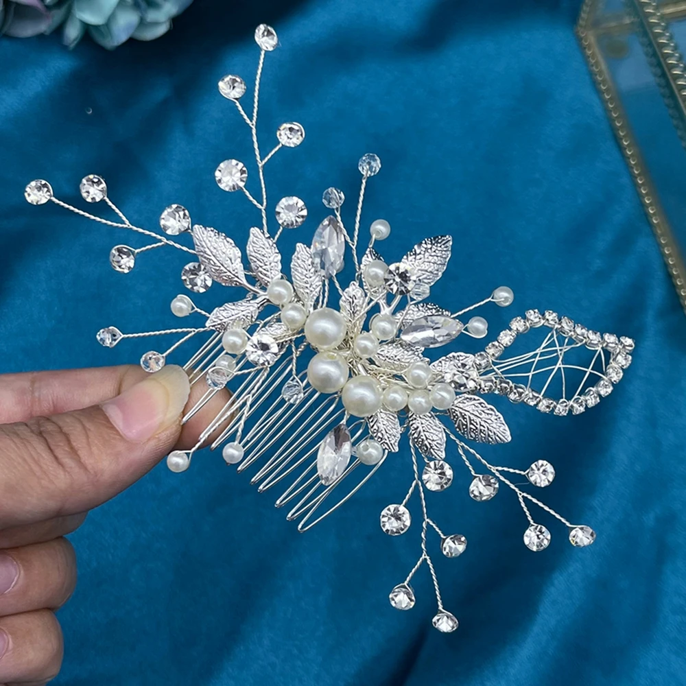 DZ251 Handmade Wedding Hair Comb, New DesignPearl Leaves Bridal Hair Clip Hair Accessories for Women Brides and Bridesmaid