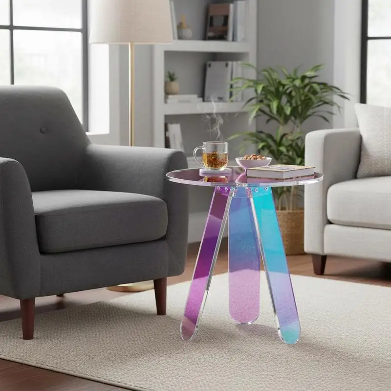 Multicolor Prism Accent Stand 16x16x18 Inches Home Lounge Office Beverage Dessert Accessory Prism Finish Circular Silhouette Space Optimizer