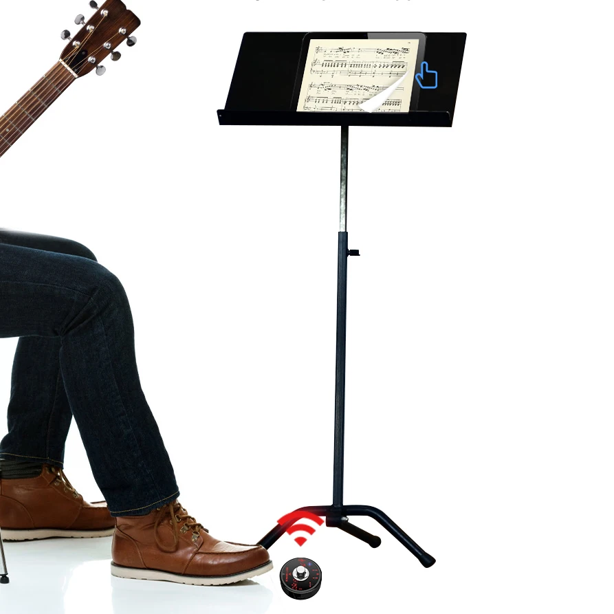Auto Sheet Music Turner - Guitar/Piano, iPad, Bluetooth, Foot-Operated Wireless Page Pedal