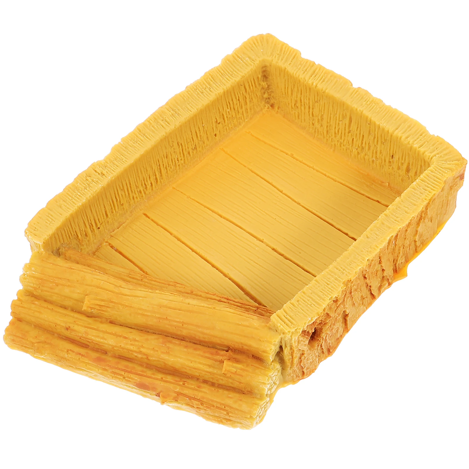 

Reptile Water Bowl Yellow Wood Grain Resin Material Easy Feeding Dish for Turtle Gecko Terrarium Pet Supplies