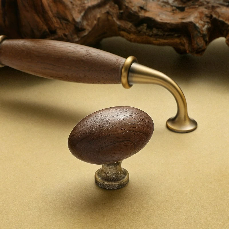 European Classical Cabinet Handle, Retro Dining Side, Book, Wine, Shoe Cabinet, Coffee Table Drawer, Walnut Wood Handle
