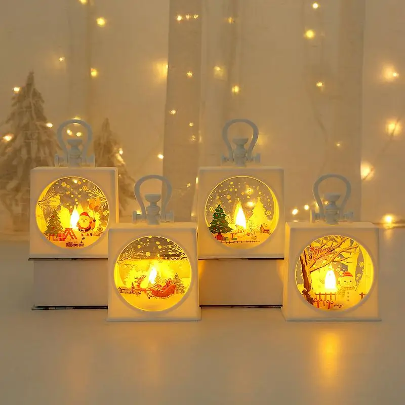 

Christmas LED Night Table Lamp With Flameless Candle Outdoor Hangings Christmas Lantern Portable Hanging Lanterns For home