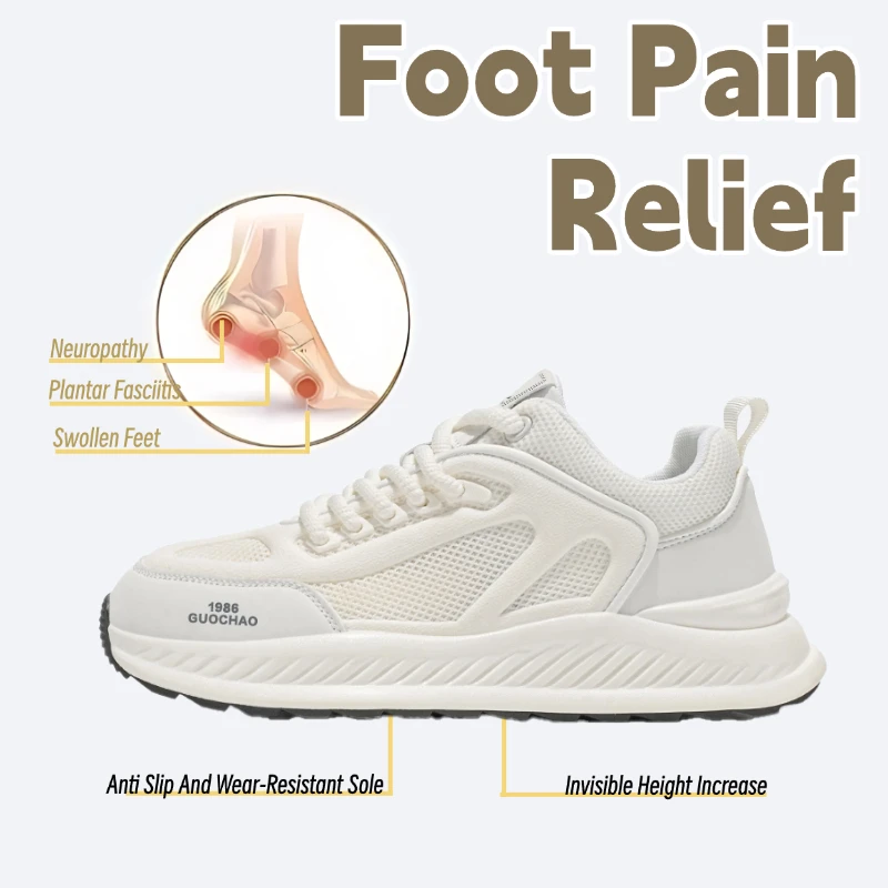 

LiveDay Men's Spring Casual Sports Shoes Simple Breathable Hollow Mesh Versatile Height Increasing Running Fashionable Sneakers