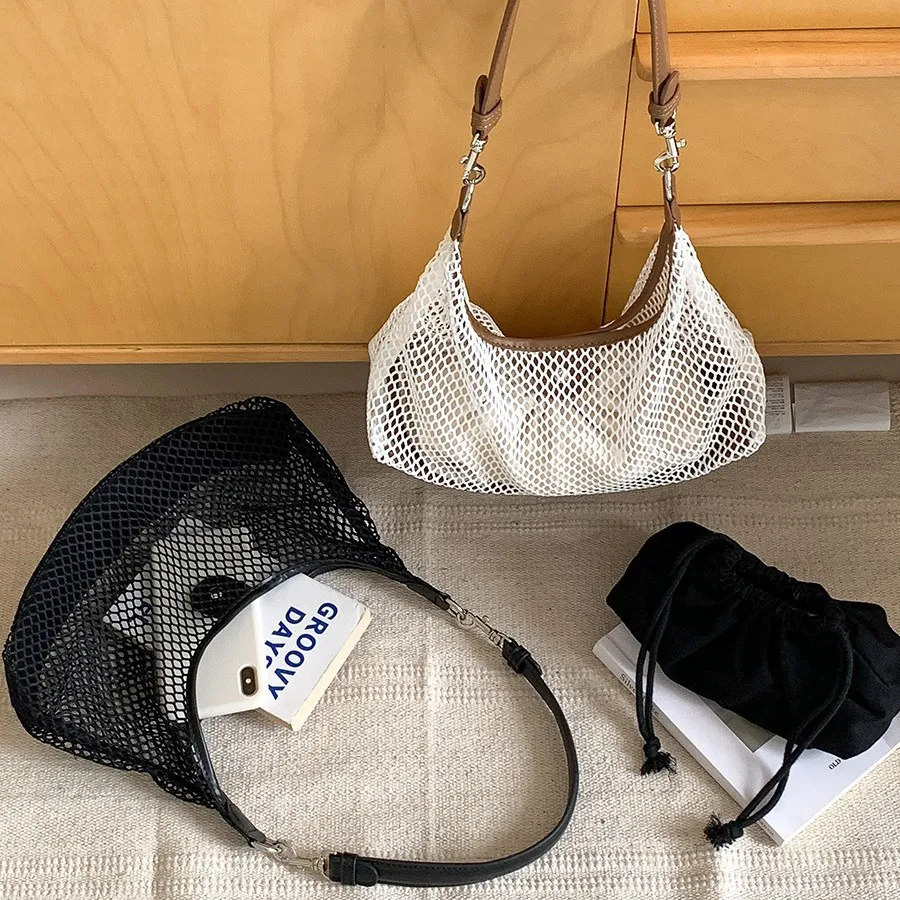 

Полая сетчатая сумка для подмышек, креативный дизайн, маленькая квадратная сумка, модная и простая пляжная сумка, многофункциональная композитная сумка