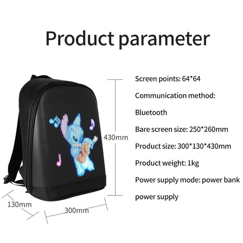 Remote Control the signals turn function for bycicle Smart Led Mesh Pix Backpack LED Display Advertising Light Outdoor Climb bag