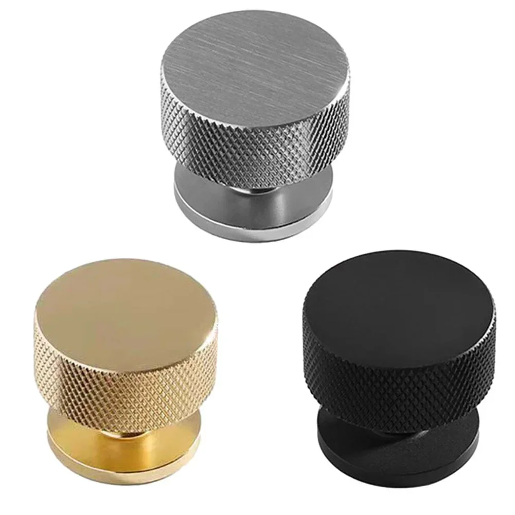 Knurled Cabinet Knob Aluminium Matt Black Silver Gold Kitchen Drawer Door Cupboard Pulls Round Handle Furniture Hardware