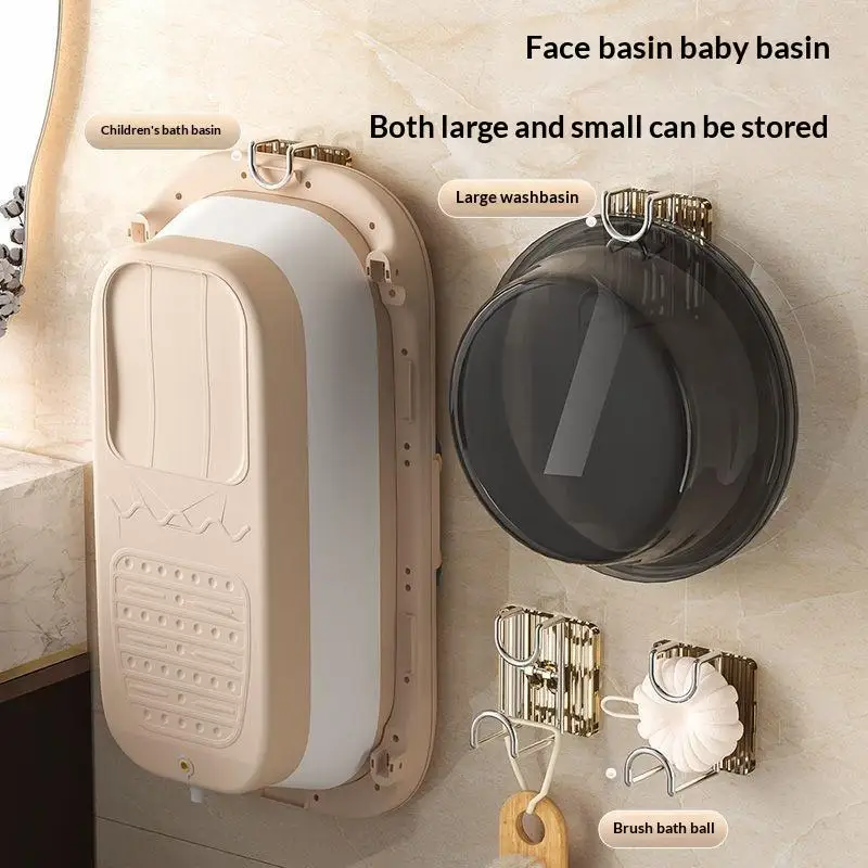 N$ 1Pcs Wall Mounted Washbasin Hook Adhesive Shelf For Bathroom Sink Organizer Storage Rack For Small Items Kitchen Accessories