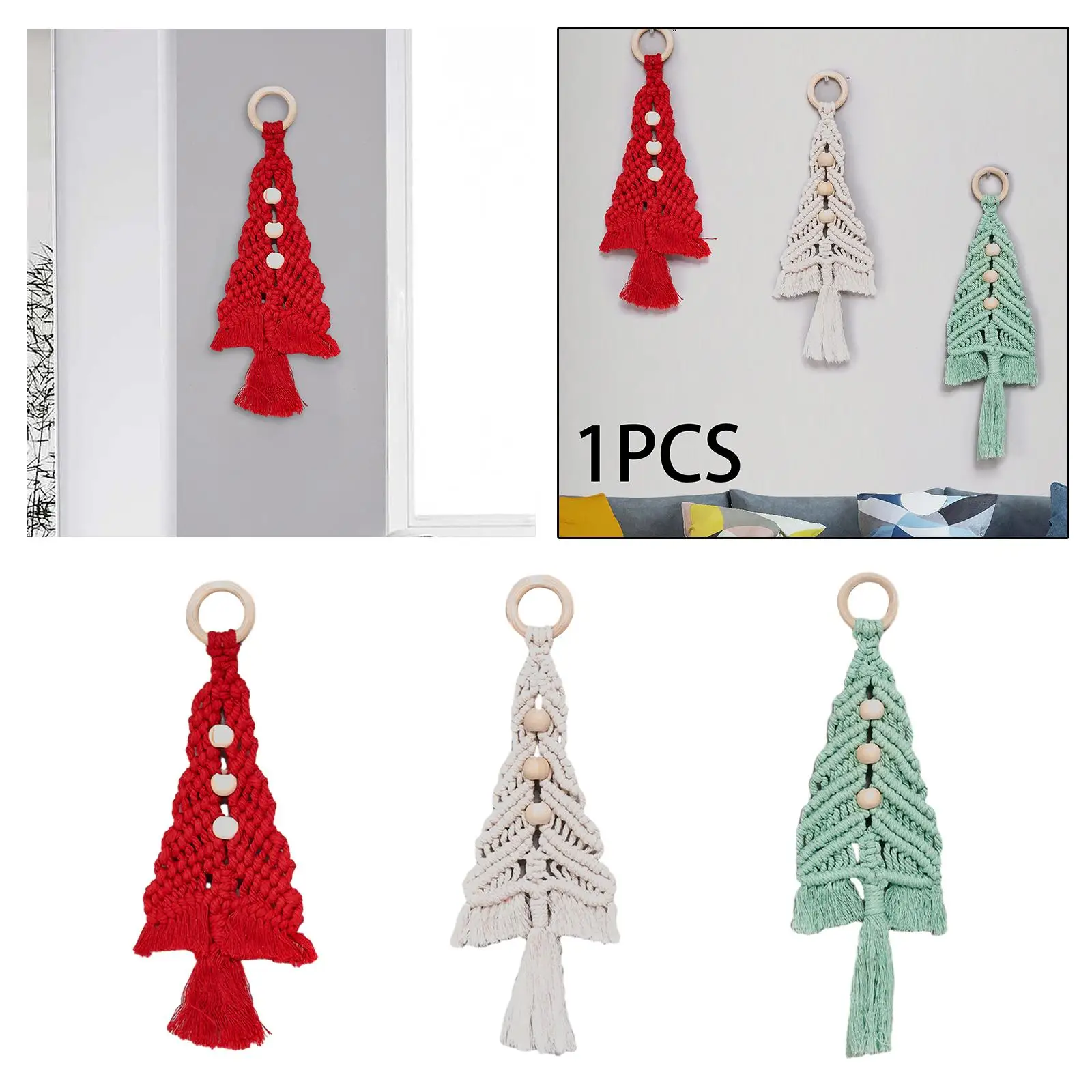 Christmas Tree Tapestry, Xmas Tree Pendant, Holiday Wall Handwoven Decor Hanging Ornaments