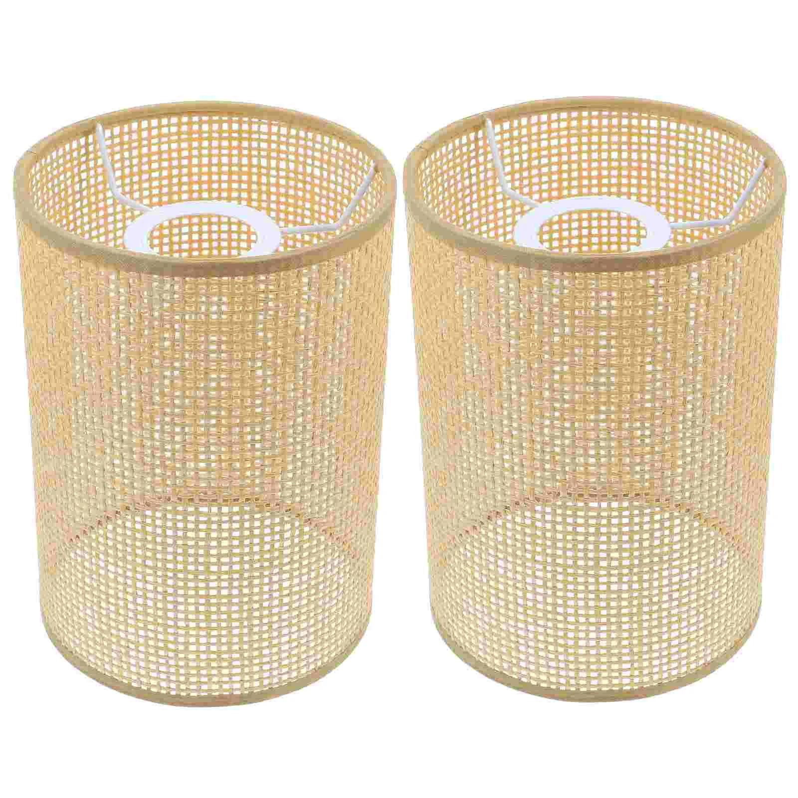 

2 Pcs Lamp Shade Country Shades Decorative Lamps Lampshades for Table Rattan Holder