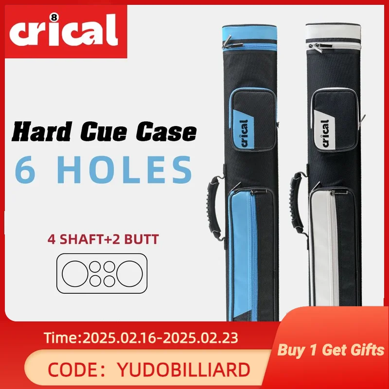 CRICAL Hard Cue Case Bag, Billiard Stick Carrying Case, 6 Holes, 2x4 Pool Case, 86cm Length, Oxford Cloth, Billiard Accessories