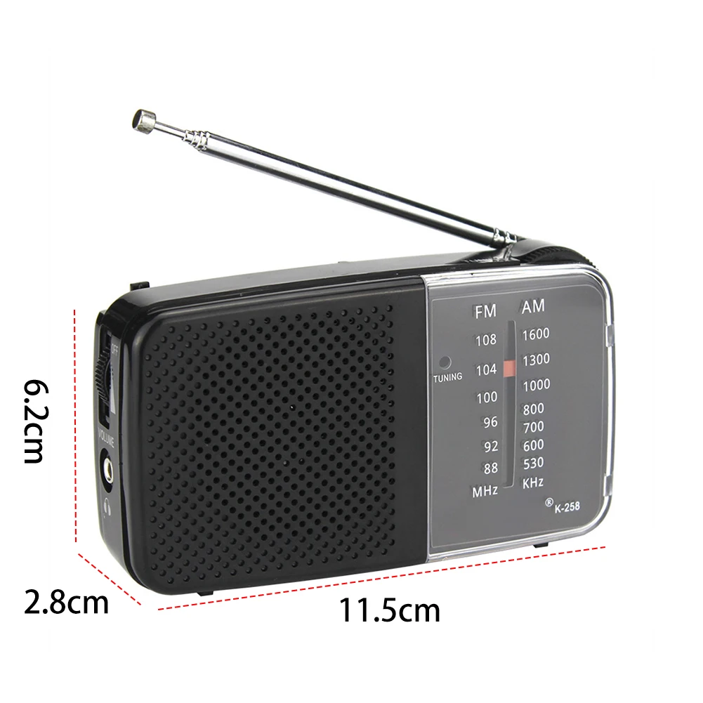 راديو AM FM محمول يعمل بالبطارية جهاز استقبال راديو جيب صغير مع مكبر صوت هوائي تلسكوبي للبث الداخلي والخارجي