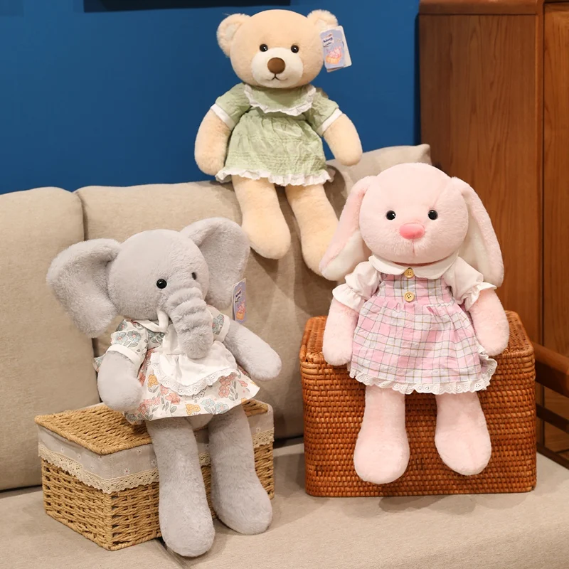 

Hot 35cm Kawaii Rabbit Bear Dog Elephant Plush Toys Cartoon Animals Soft Sutffed Dolls Girls Boys Sleeping Companion Plushie