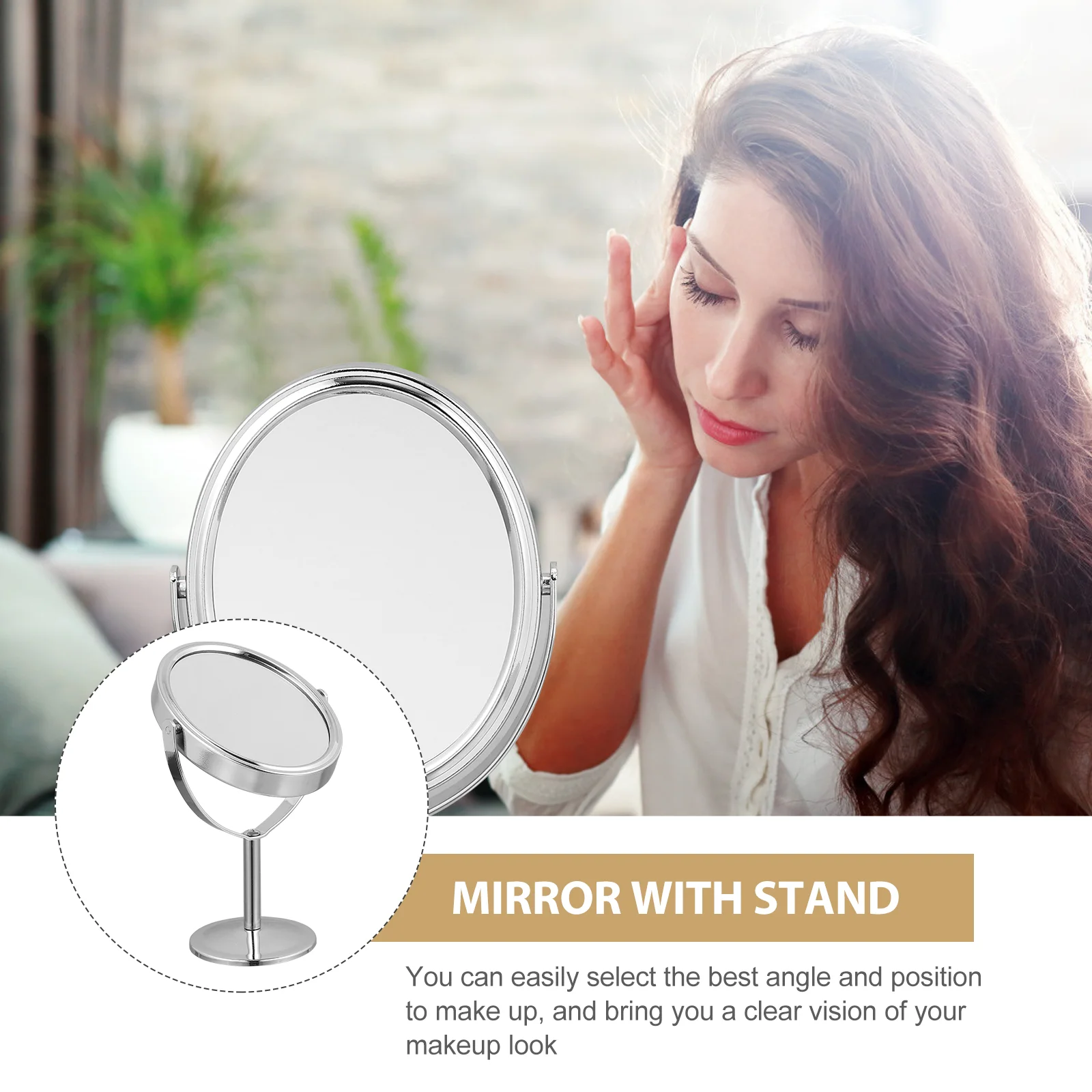 Desktop Vanity Mirror Affordable Makeup Bathroom Double-sided Glass Standing Rotatable