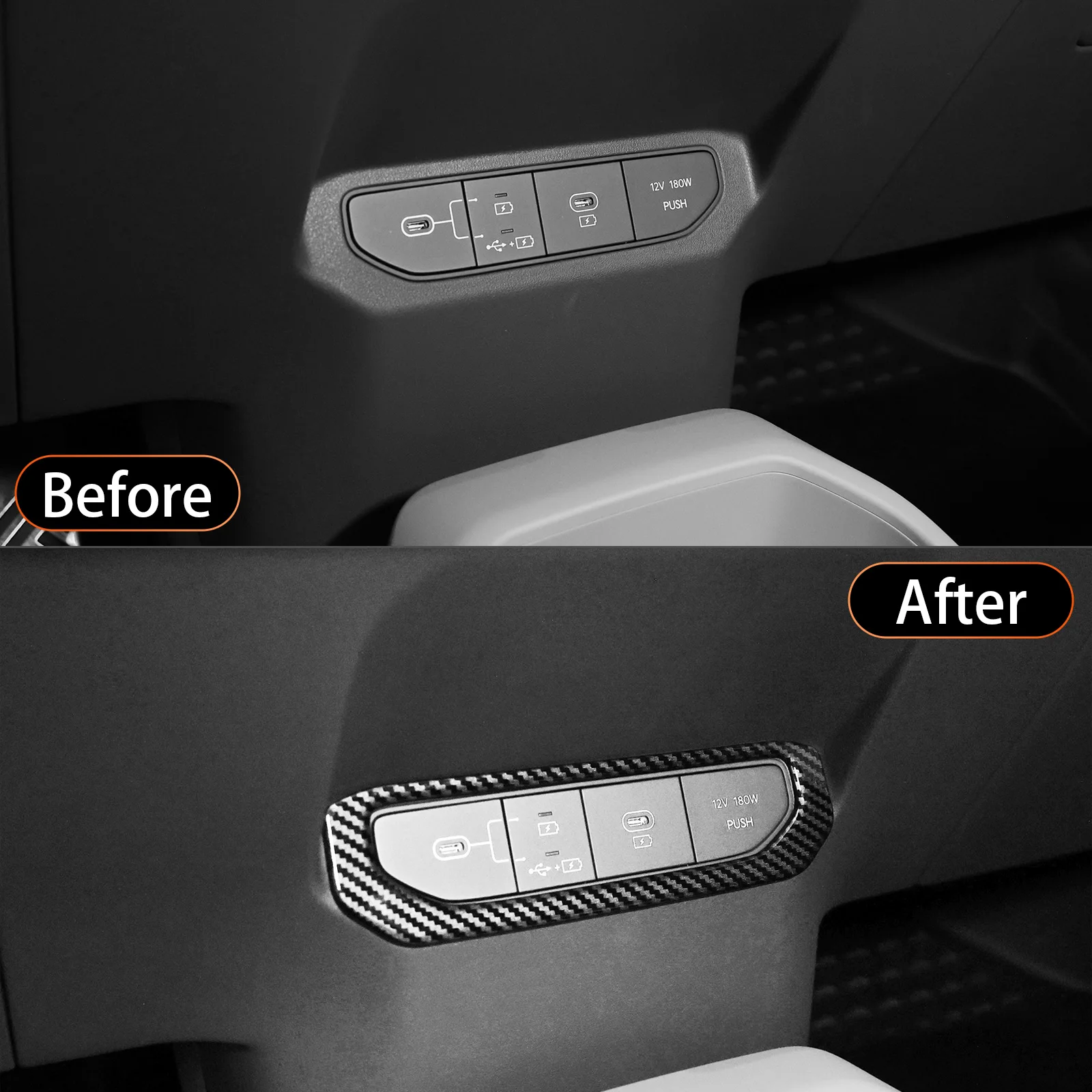 For Kia EV3 Center Console USB Charging Port Frame Trim Charger Socket Decoration Cover Car Accessories Styling