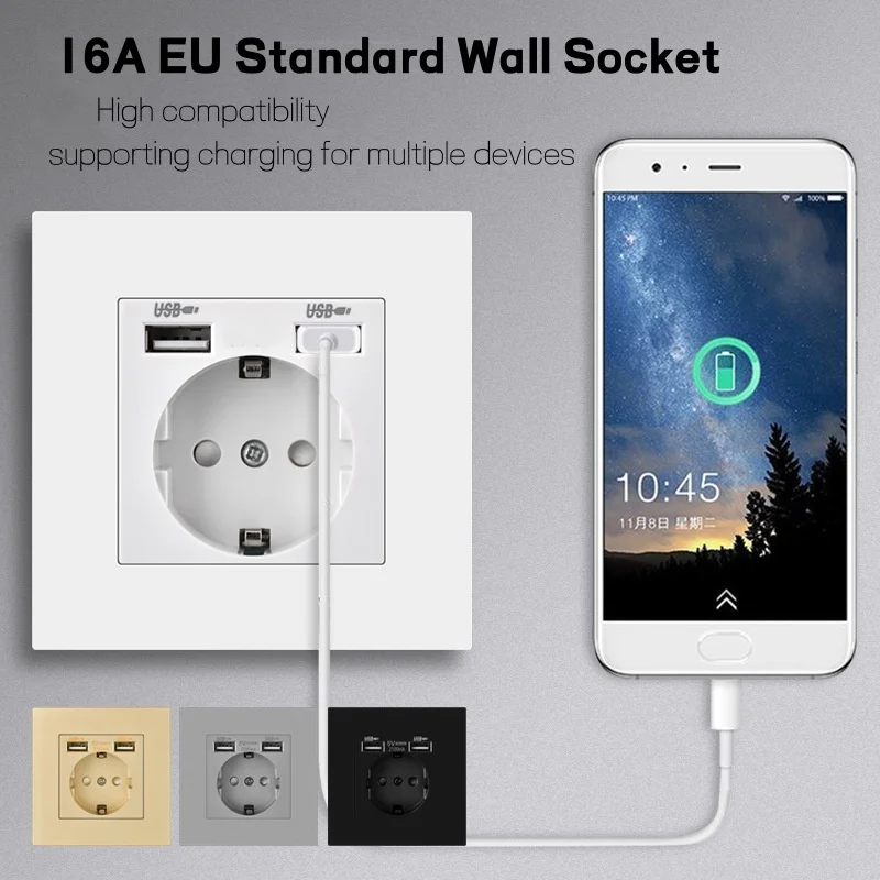 

Электрическая настенная розетка 16А стандарта ЕС с панелью из закаленного стекла, для дома и ремонта