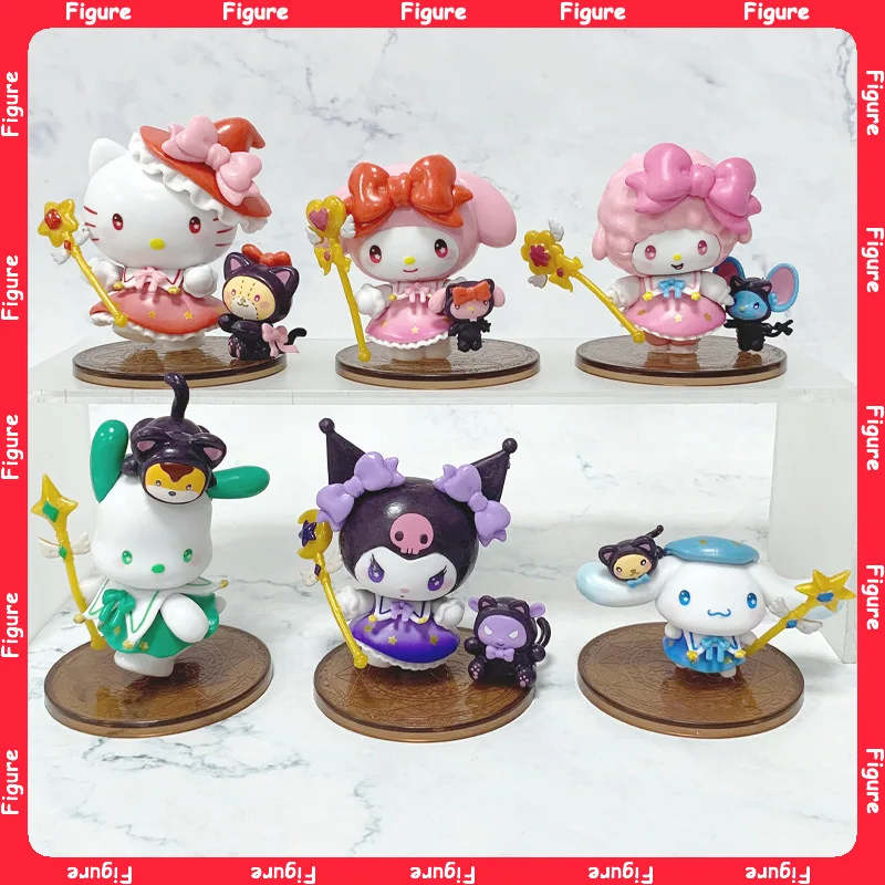 

6pcs/set New Family Starry Night Party Magician Blind Box Figure Trendy Toy Tabletop PVC Model Ornament Kuromi Girl Toy Gift