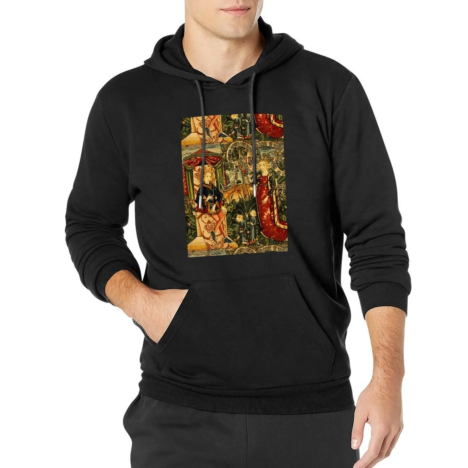 Two Riddles of the Queen of Sheba, Medieval Tapestry Pullover Hoodie mens designer clothes men clothes hoody