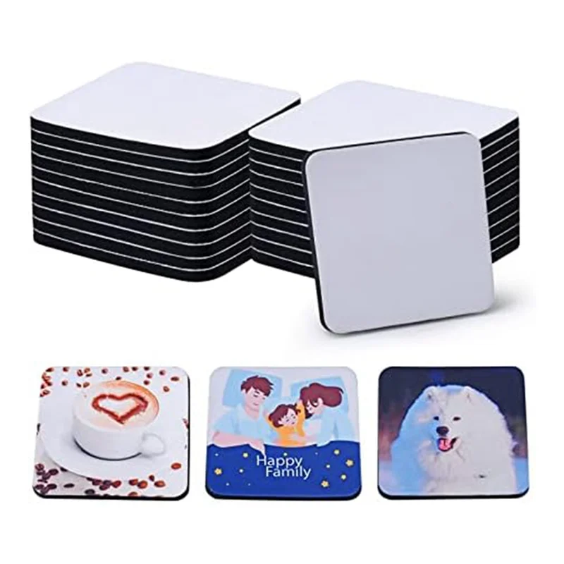 Sous-verres carrés vierges à Sublimation F-T, 20 pièces, 3.5X3.5 pouces/5MM pour Sublimation thermique