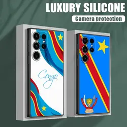 Phone Case For Samsung Galaxy S24 Ultra Case S23 S21 S20 FE S22 Plus Note 20 Ultra Silicone Cover Democratic Republic Congo Flag