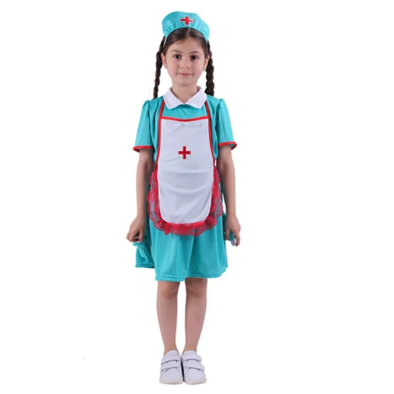 Bambini Ospedale Dottore Infermiera Tuta da lavoro Chirurgo Uniforme Cappotto Bambini Ragazzi Ragazze Carnevale Festa Costume Cosplay Gioco di ruolo Abbigliamento