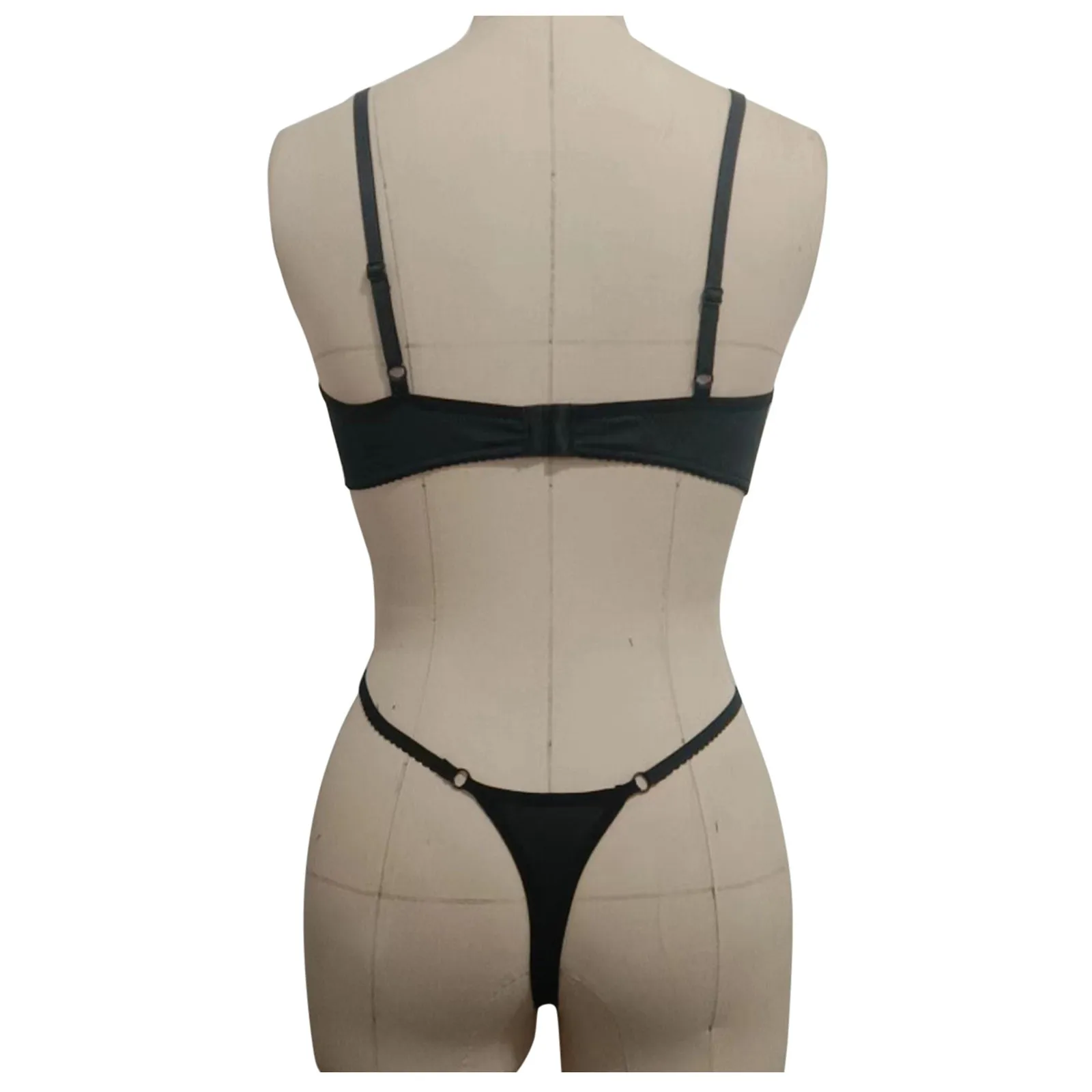 Lingerie Sensuelle en Dentelle Ajourée Transparente pour Femme, Costumes de Porno Transparent, Soutien-Gorge à Armatures, Tongs, Tenue Sexy, 2 Pièces