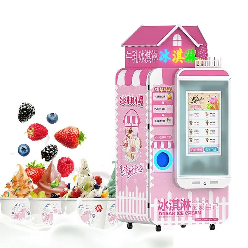 14L/H Commercial Ice Cream Maker Soft Serve Small Ice Cream Vending Machine Fully Automatic Making Ice Cream Machine LED Panel