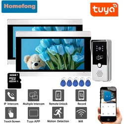 Homefong  1080p 7 Inch Video Intercom Wired Wifi Wireles Video Door Phone Tuya Smart Remote Control  Multiple System RFID Unlock