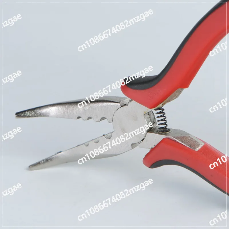 Curved Mouth Pliers with Spring Hardware Tools, Hand Pliers, Carbon Steel Three Hole Pliers, Red and Black Handle